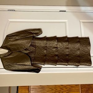 David Bridal Brown two pics dress with spaghetti straps and jacket.Size 14